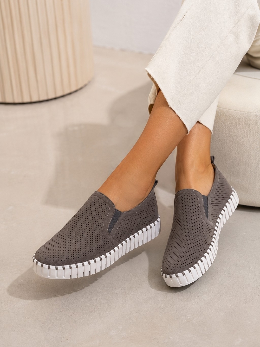 Ilse Jacobsen Tulip Slip-On Shoes Smoked Pearl Gray Size 37